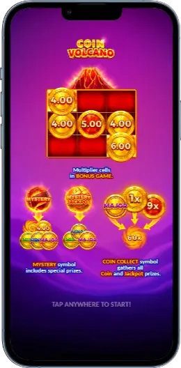 Coin Volcano Початковий екран
