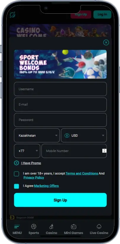 CosmoBet Реєстрація