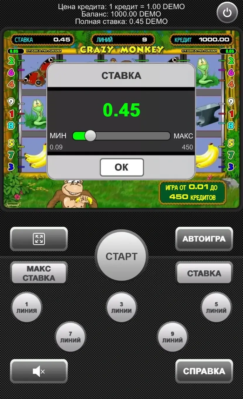 Crazy Monkey Ставка