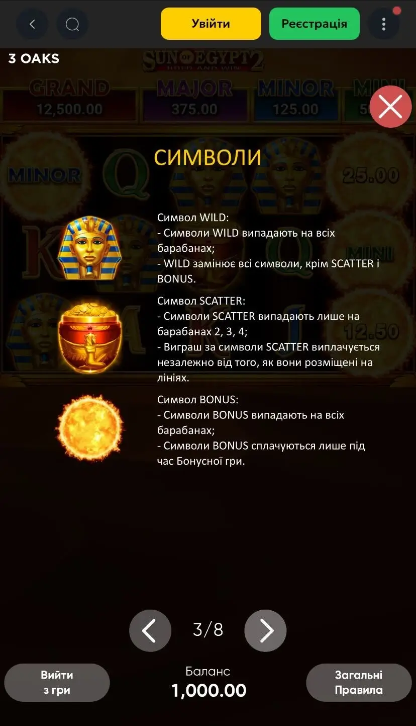 Sun of Egypt 2 Символи