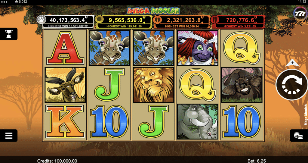 Дизайн слоту Mega Moolah