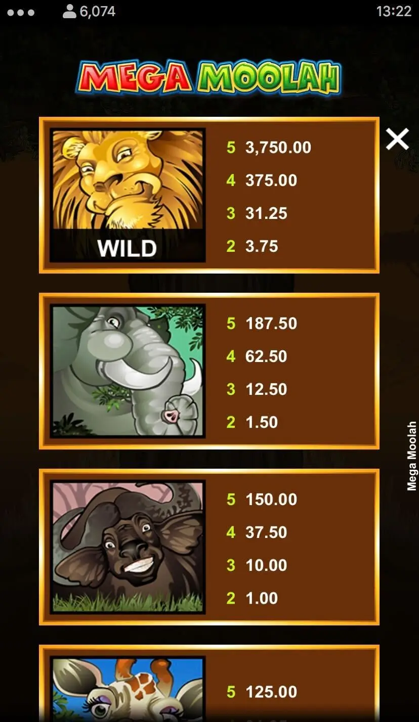 Mega Moolah Символи