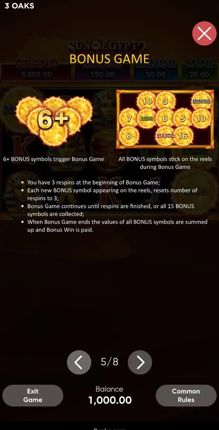 Sun of Egypt 2 Бонусна гра